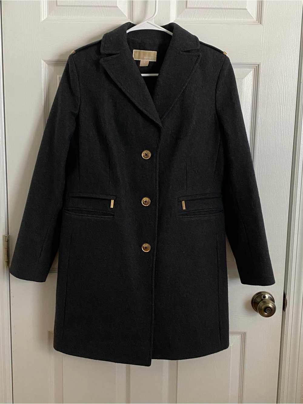 MICHAEL Michael Kors Charcoal Gray Wool-Blend Peacoat – Size M